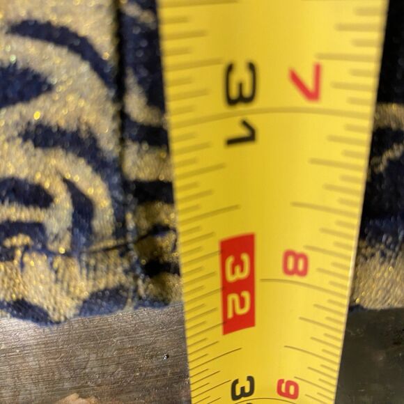 VTG 90s Forenza NWOT Sparkle Floral Waist Pull On Jeans TALL SPANDEX Gold NEW L - Picture 7 of 9